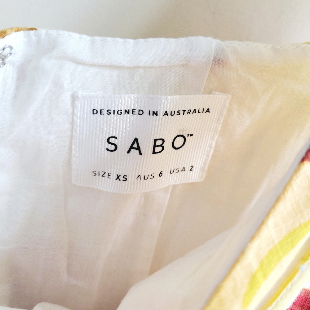 Sabo Skirt White Mini Dress with Yellow & Red Floral Print - Picture 9 of 12